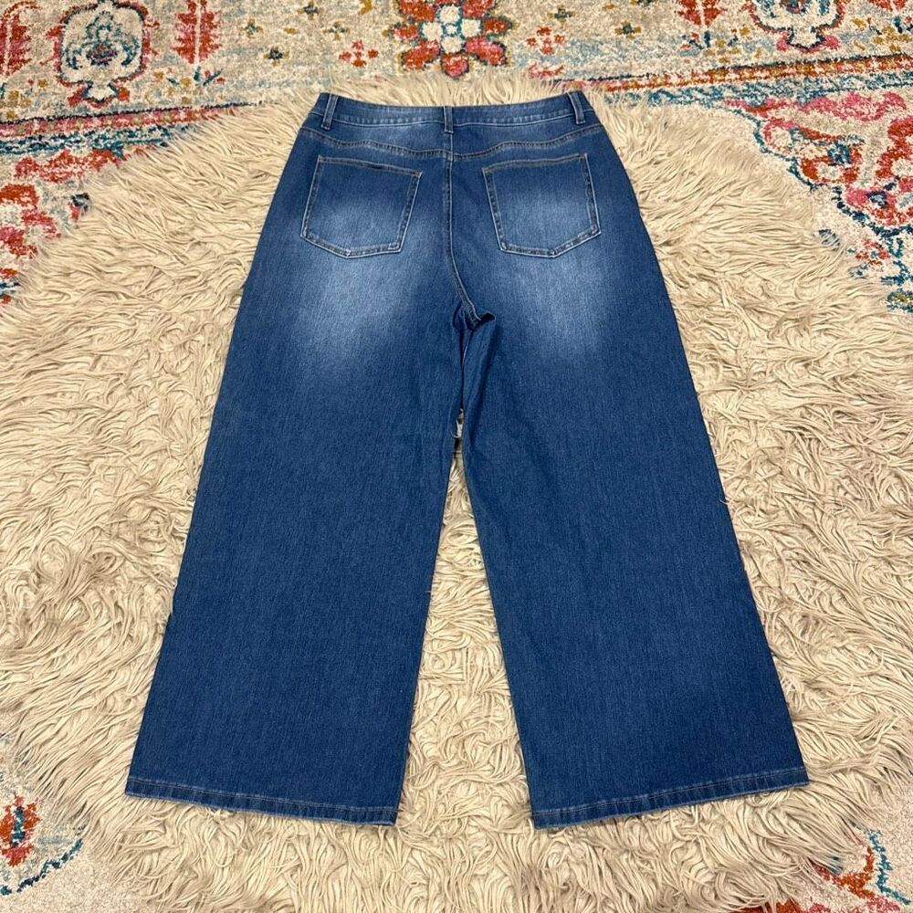 Halara High Waisted Pockets Washed Casual Wide Leg Jeans size Large - Picture 4 of 4
